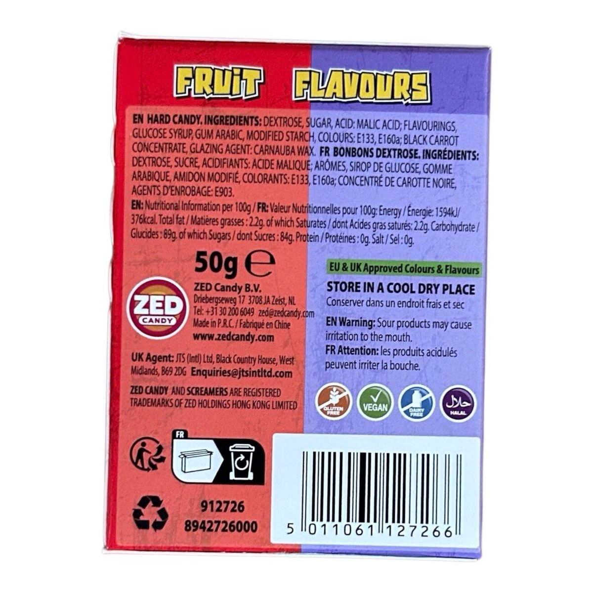 Zed Candy Nippers Grape & Cherry Box 50g — Happy Candy UK LTD