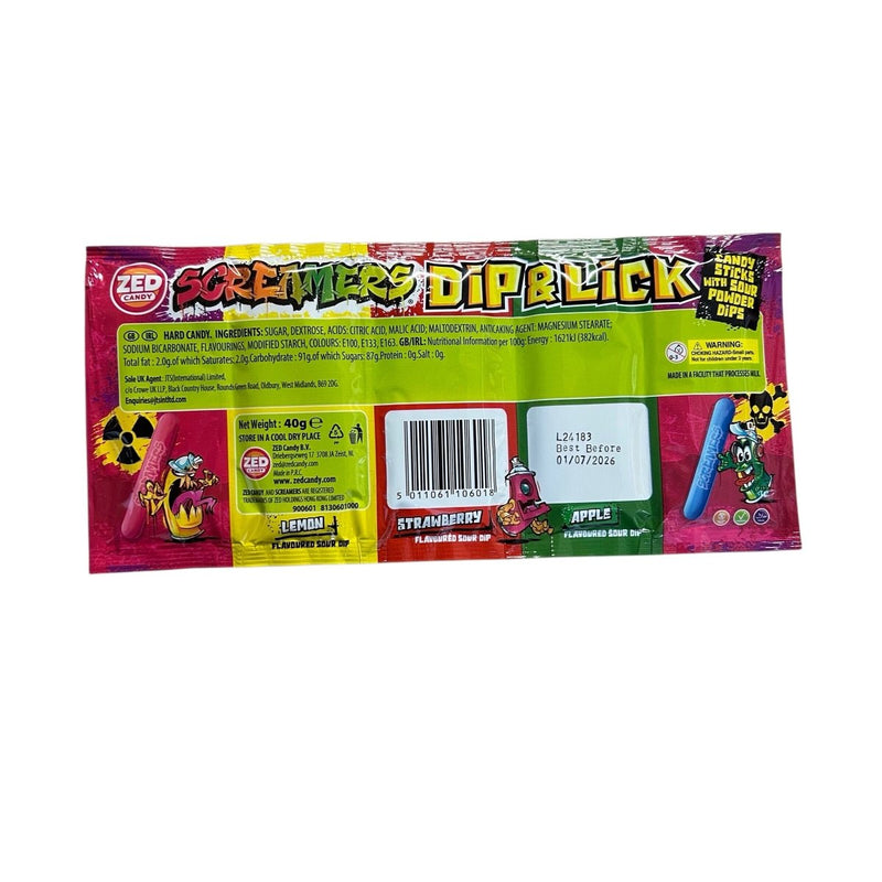 Zed Candy Screamers Dip & Lick 40g - Happy Candy UK LTD