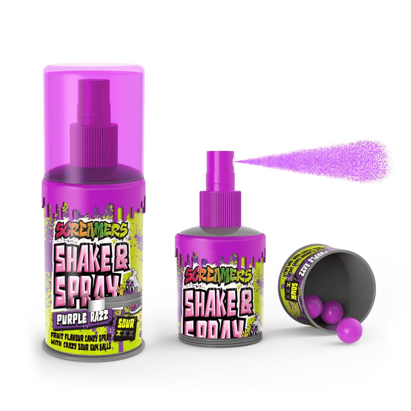 Zed Candy Screamers Purple Raspberry Shake & Spray - Happy Candy UK LTD
