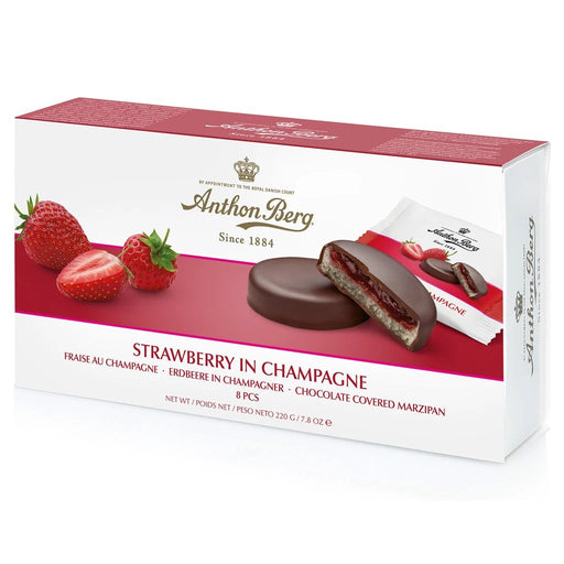 Anthon Berg Strawberry In Sparkling Wine Marzipan - Happy Candy UK LTD