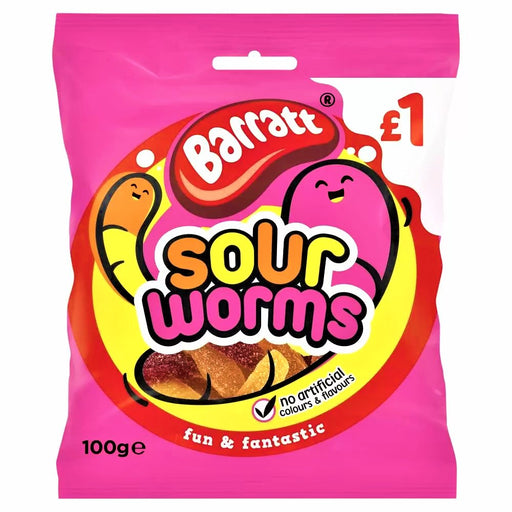 Barratt Fun & Fantastic Sour Worms 100g - Happy Candy UK LTD