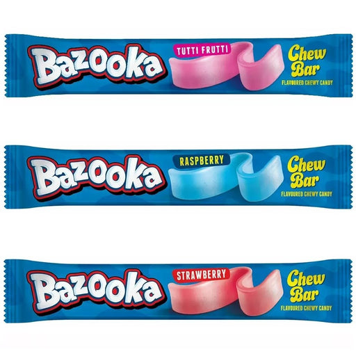 Bazooka Tutti Frutti Raspberry Strawberry Chew Bars 3 Pack - Happy Candy UK LTD