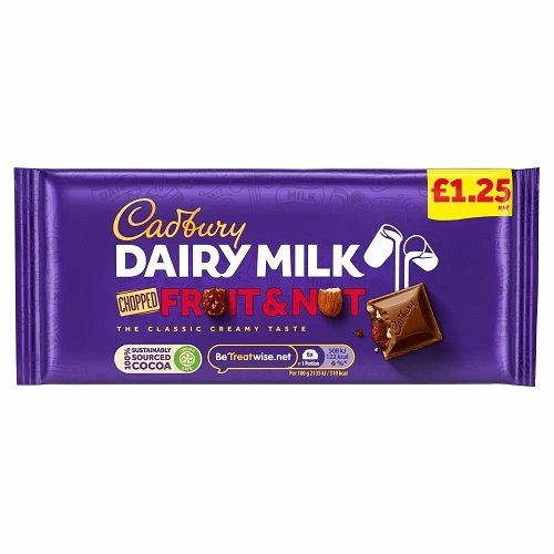 Cadbury Dairy Milk Chopped Fruit & Nut 95g - Happy Candy UK LTD
