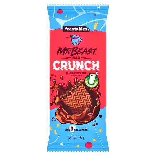 Feastables MrBeast Crunch Milk Chocolate Bar 35g - Happy Candy UK LTD