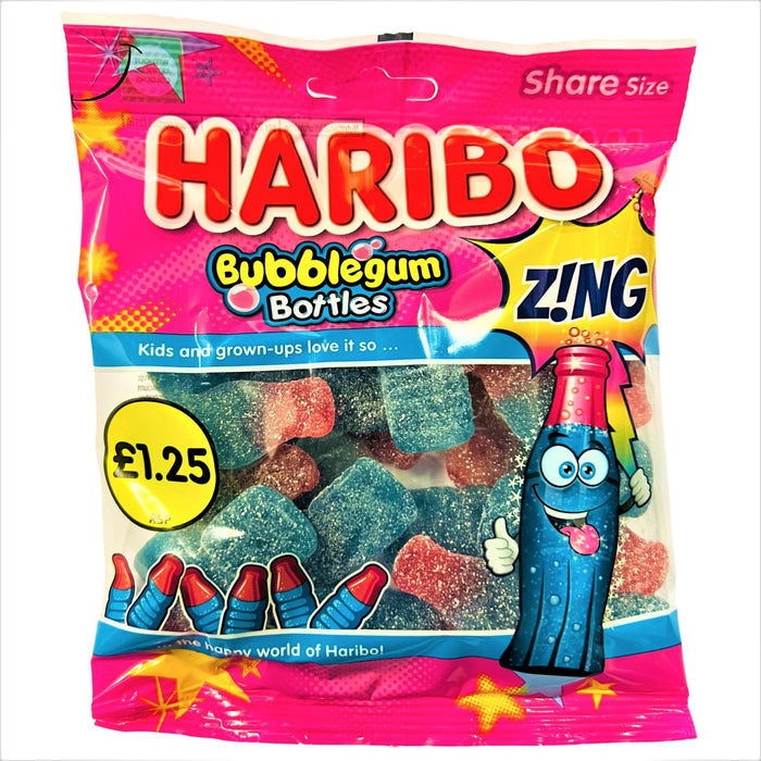 Haribo Bubblegum Bottles Zing 160g - Happy Candy UK LTD