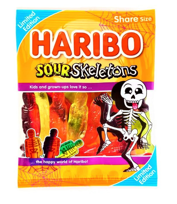 Haribo Sour Skeletons Share Bag 160g - Happy Candy UK LTD