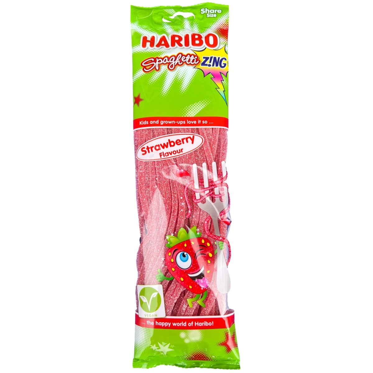 Haribo Strawberry Spaghetti Zing Share Bag 140g — Happy Candy UK LTD