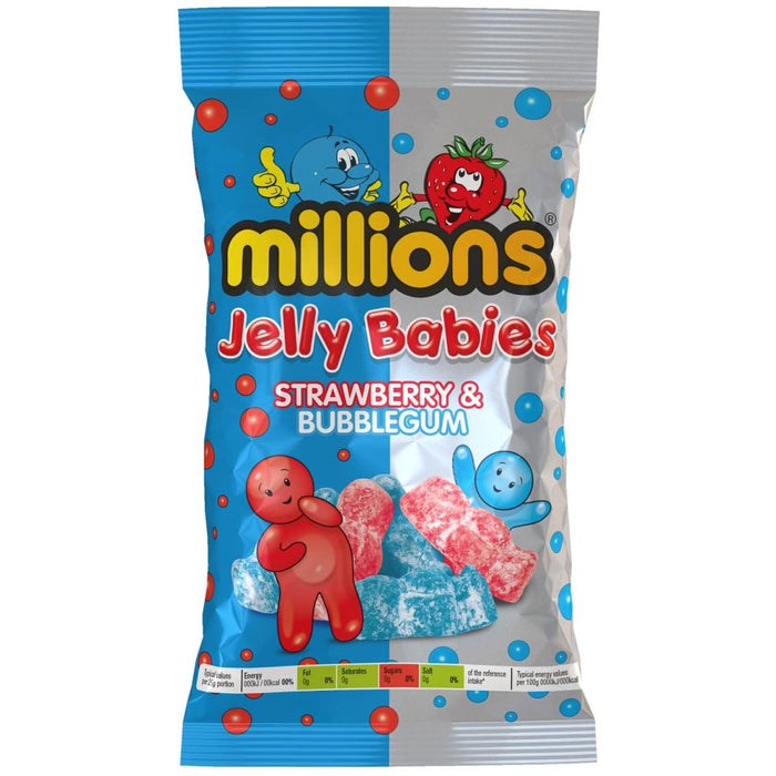 Millions Strawberry & Bubblegum Jelly Babies 190g - Happy Candy UK LTD