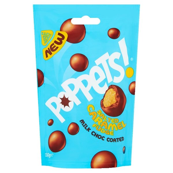 Poppets Salted Caramel Fudge Sharing Pouch 120g - Happy Candy UK LTD