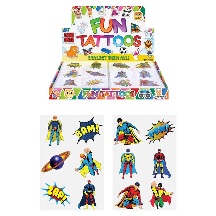 Super Hero Temporary Tattoos 6 Pack - Happy Candy UK LTD