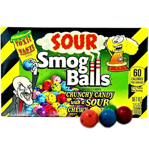 Toxic Waste Sour Smog Balls Theatre Box (USA) 100g - Happy Candy UK LTD