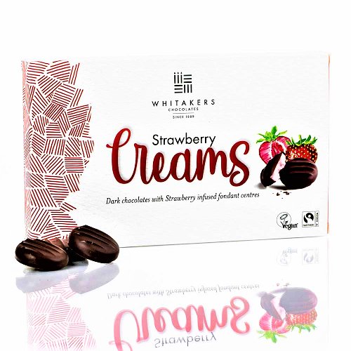 Whitakers Dark Chocolate Strawberry Fondant Creams Gift Box 150g - Happy Candy UK LTD